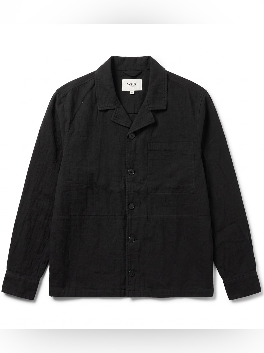 NWT Wax London Chore Jacket Men’s XL Black Linen Cotton Overshirt Slim Fit